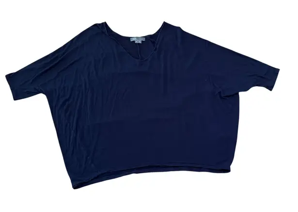 Vince Women's V Neck Dolman Sleeve Relaxed Fit Top Blouse Navy Blue Medium