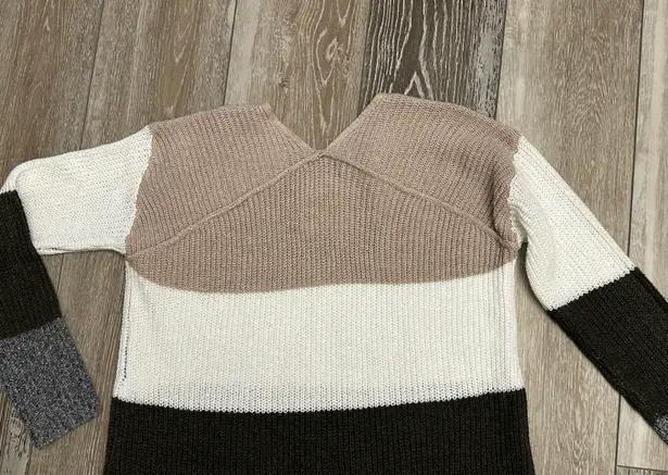 Staccato NWT Sz S Fabulous Color block Chunky Sweater Beige Gray Brown Cream