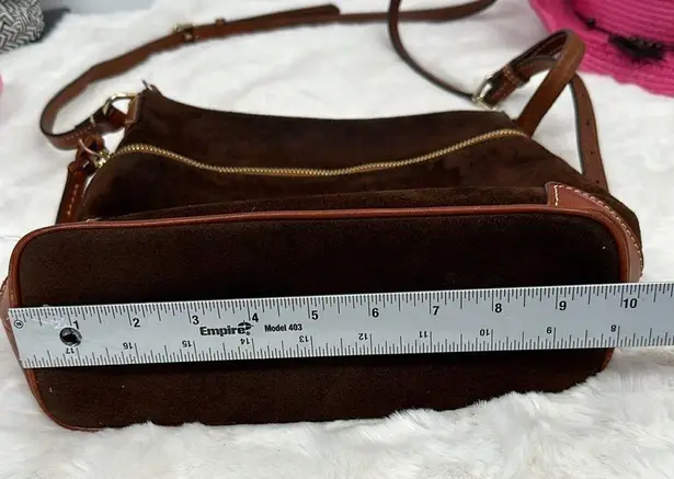 Dooney & Bourke  Burgundy Wine Suede Crossbody Bag Purse Top Zip with cover