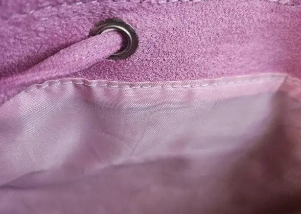 Supergirl Pink Faux Suede Backpack W/ Rhinestone Logo Furry Trim Bling Superhero