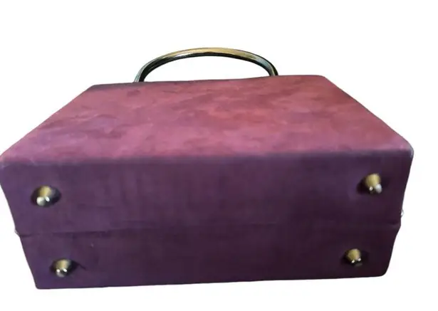 VTG Jewel Purple Suede Clutch Bag Silver Gunmetal Top Handle Prom Wedding Date