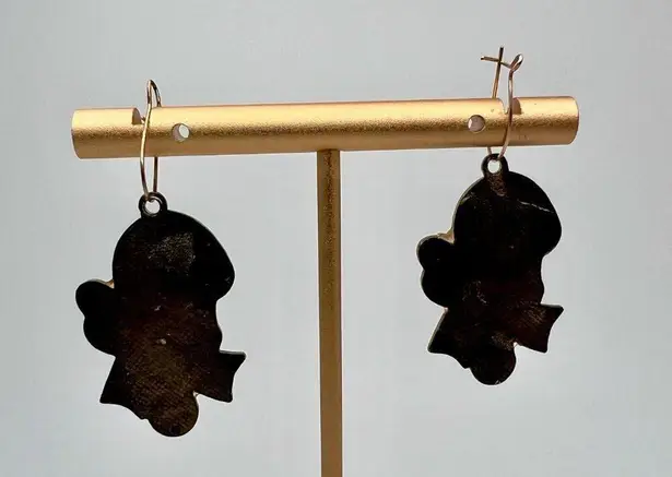 Vintage 80's Christmas Candy Cane Enamel Dangle Earrings Green