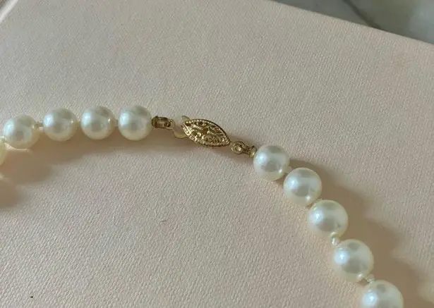 American Vintage Vintage “Imelda” White Pearl Necklace 18.5” Gold Marquis Fishhook Clasp Classic