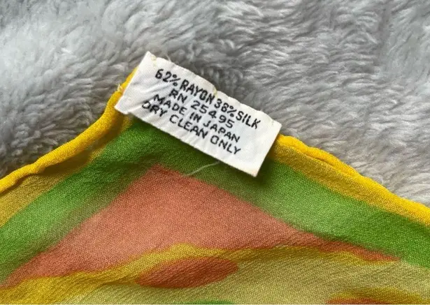 Vintage Japanese Abstract Vibrant Groovy Printed Silk Twilly Scarf