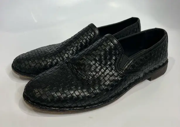 H. S. Trask black woven leather loafers slip on shoes women’s size 9 artisan