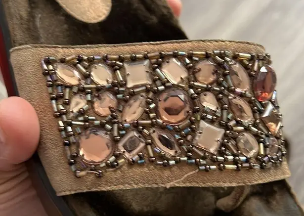 Donald J Pliner Fifi Brown Velvet Bedazzled Platform Slide Women’s Size 9.5