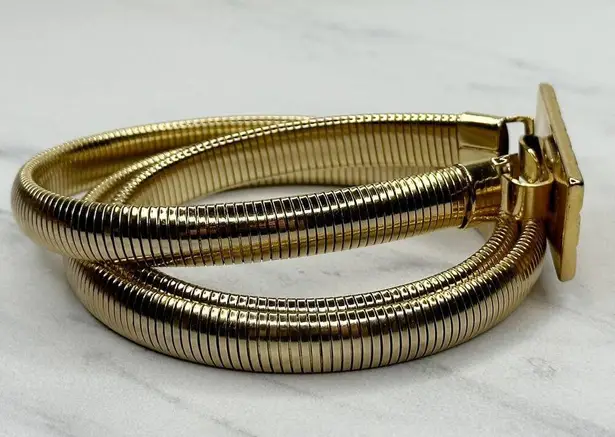 The Bar Vintage Buckle Gold Tone Coil Stretch Cinch Belt Size XS Small S Womens