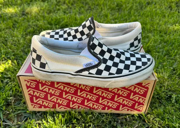 Vans Black & White Checkered Board Slip Ons