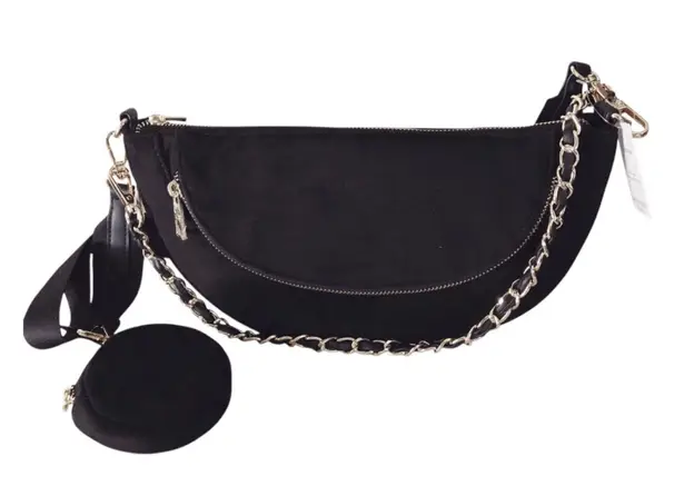 Sondra Roberts Black Faux Suede 3 Way Bag