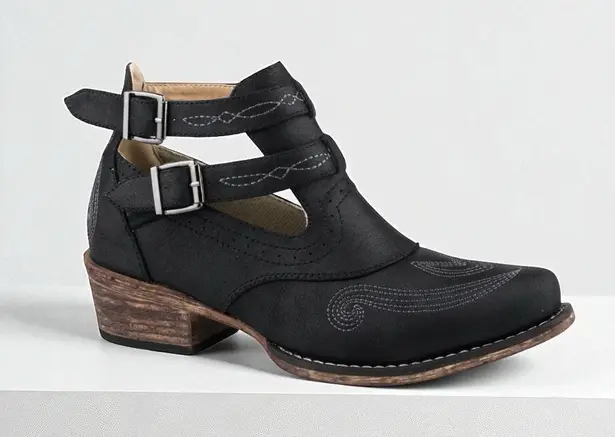 WOMENS ALL OVER VINTAGE Style BLACK SHORTY BOOT Western Style Booties Size 10