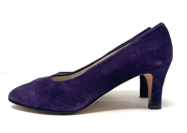 LARRY STUART vintage dark plum suede heels, made in Italy, size 7.5