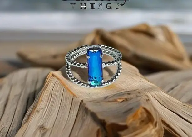 Handcrafted sparkly ring made with quality Austrian crystal adjustable Blue