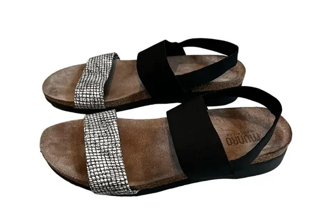 Munro Women's Pisces Sling Sandal, Wht/Blk Fabric Combo, Sz 9.5