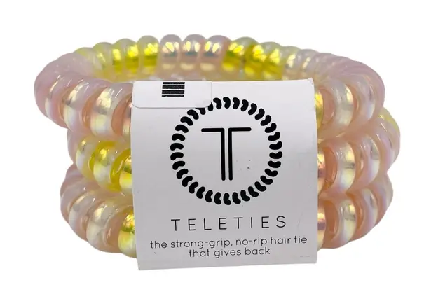 Teleties NEW Hairties Basic Beach Large Assorted Hair Ties Bracelets Pink Yellow