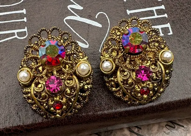 Vintage West Germany Filigree AB Rhinestone Clip