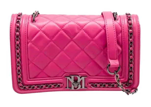 Badgley Mischka Solid Chain-Link Crossbody Bag in Pink Leather, New with Tag