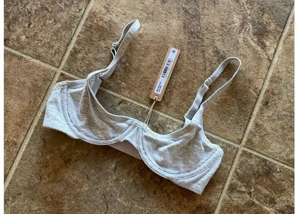 SKIMS Cotton Logo Demi Bra Size 30B Light Heather Grey