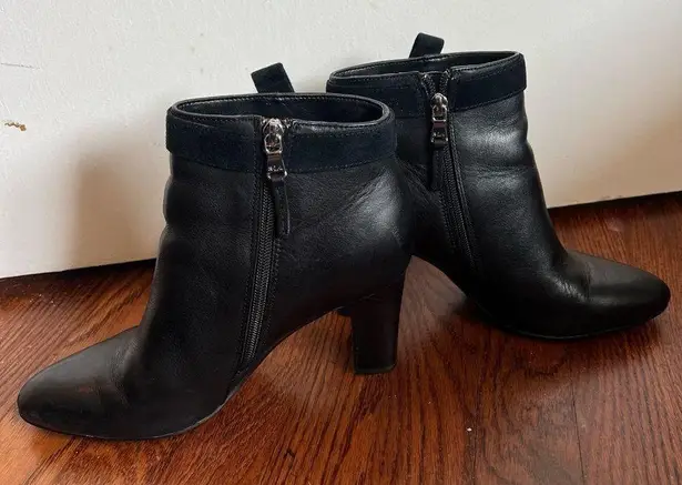 Ralph Lauren lauren  black leather brinley heeled ankle boots size 8.5