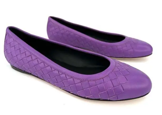 Bottega Veneta Intrecciato Woven Purple Leather Ballet Ballerina Flats EU 35