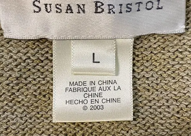 Susan Bristol Vintage Sweater Vest Women L Tan Blue Flower Pullover Grannycore