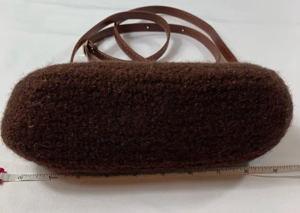 Vintage Brown Felted Wool Crossbody Bag