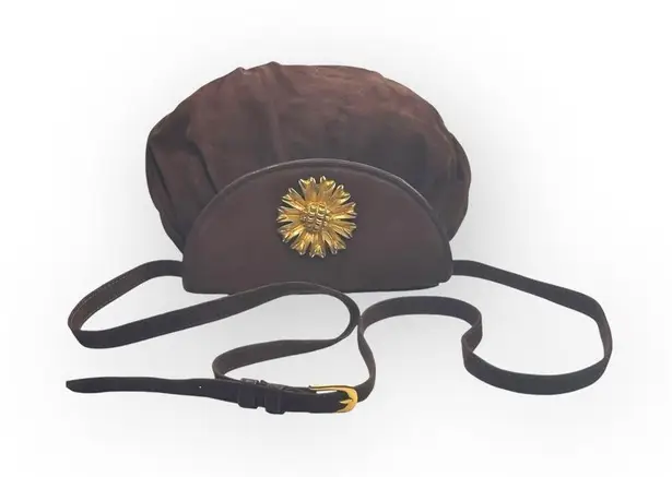 Y2K: Robert Lee Morris 𑁍 Gold Plated Brass Floral Medallion Clutch Crossbody Bag Brown