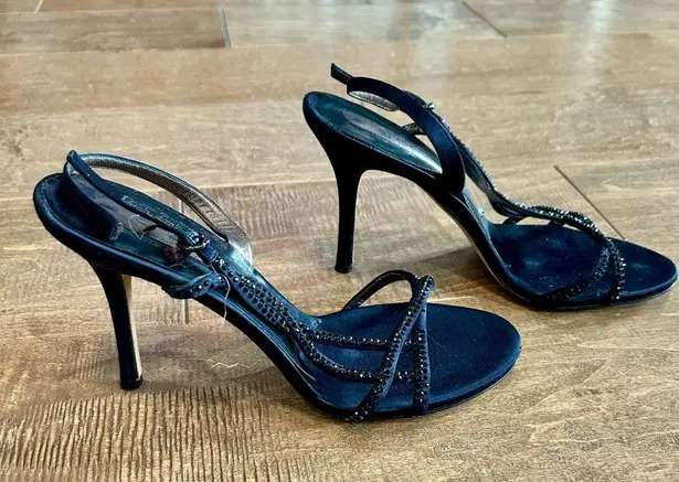 Rodo Women’s Rhinestone Strappy High Heels Black Size 39 Used Evening Formal