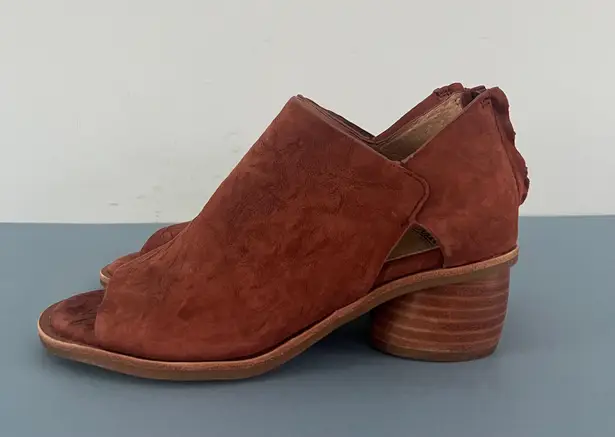 Sofft Carleigh Brick Leather Peep Toe Cutout Sandal Booties Brown Size 6