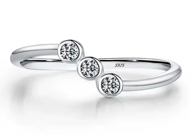 Boutique Sparkling Moissanite‎ Diamond Ring | 14k White Gold Plated Sterling Silver