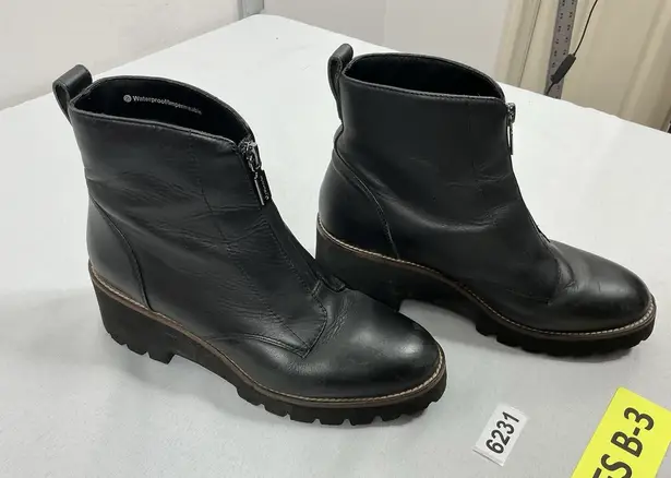 Blondo Womans Pullon Wedge Ankle Boot 7 M Black Front Zip Waterproof Impermeable