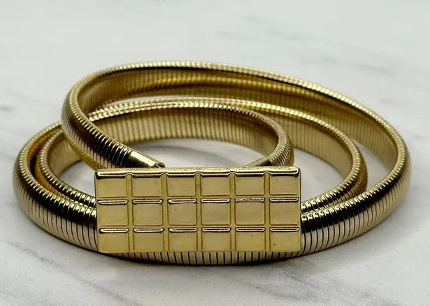 The Bar Vintage Buckle Gold Tone Coil Stretch Cinch Belt Size XS Small S Womens