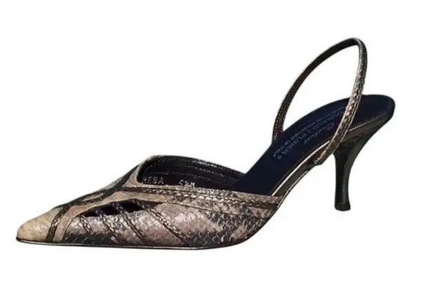 Donald Pliner Hand Painted Cobra Leather Shoe New Pointy Toe Sling Back $265 NWT White Size 5