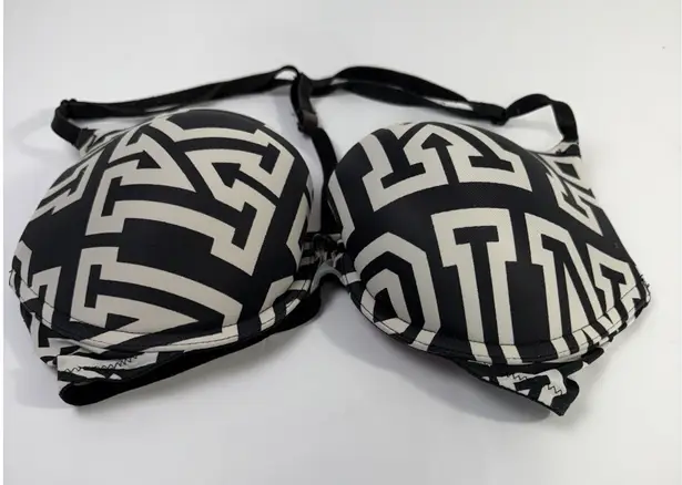 Pink Coconut Boutique VS PINK 34D Push Up Bra Black/white Geo Print Pink Lining