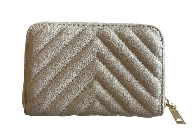 Chevron Stitched Faux Leather Zip Wallet 6" x 4" x 1" Utility Casual Accordion