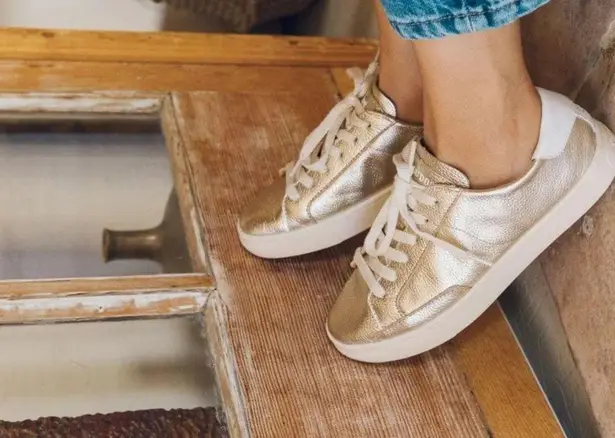 Soludos Silver Ibiza Leather Sneakers Size 5.5