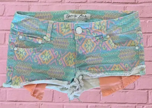 Celebrity Pink Denim Shorts Multicolor Hippie Pastel Womens 3