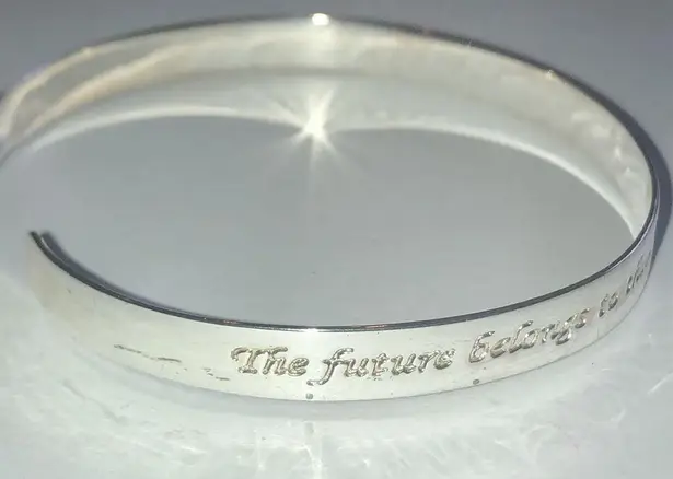 925 LA Sterling Silver Inspirational Motivational Quote Cuff Wrap Bracelet