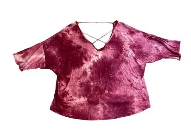 L&B Pink Tie Dye Top with Criss Cross Detail in Front Size 2X - Image 1