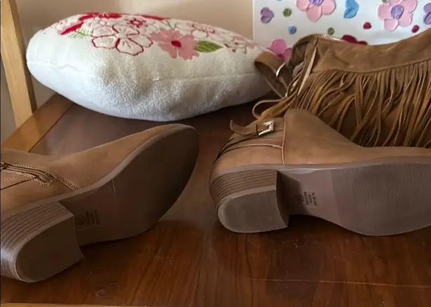 Soda Tan Ankle Boots with Suede Finish and Side Zipper