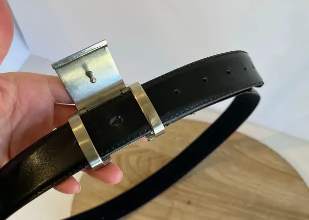 Dickies Vintage 90s Black Genuine Leather Silver Snap Buckle Closure Size XL