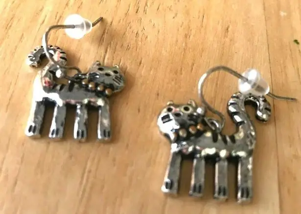 Handmade Cat Earrings Metal Kitty Lover Birthday Gift Hypoallergenic Hoo…