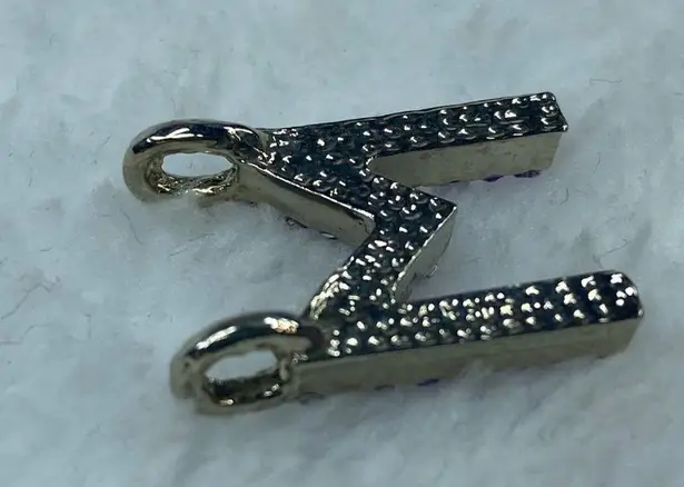 Initial Alphabet Letter M Jewelry Pendant Necklace Charm Purple Rhinestones