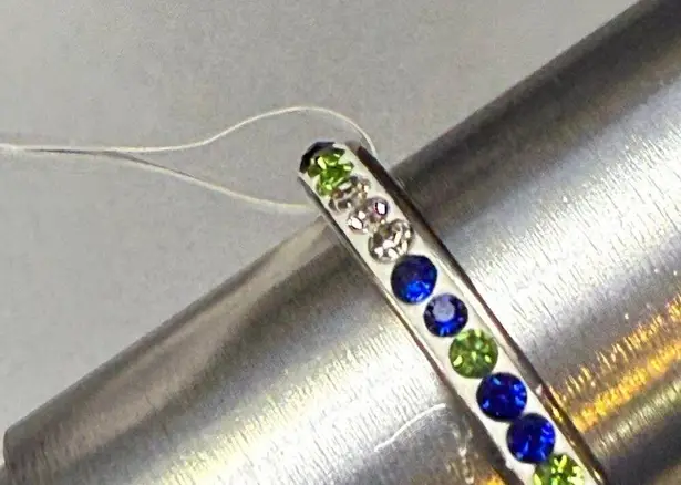 Fashion Ring Multicolor Rhinestone Infinity Band Size 9.25 Stainless Steel 19mm