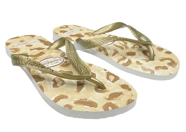 Havaianas new x CIA Maritima ☼ Limited Ed Flip Flops ☼ Metallic Gold Leopard ☼
