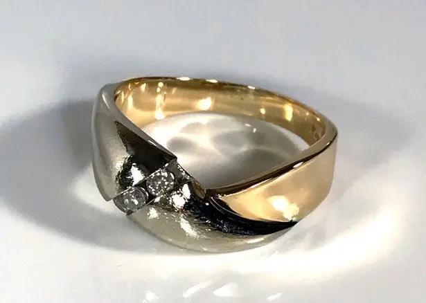 14KT .28 CARAT DIAMOND SOLID YELLOW & CHAMPAGNE GOLD BYPASS RING