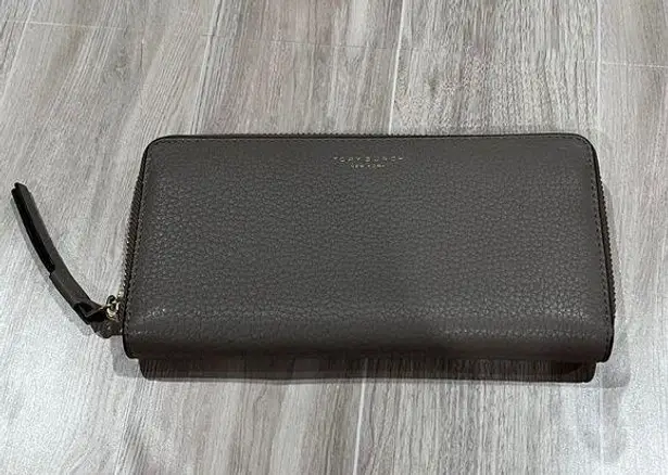 Tory Burch  Perry Zip Around Continental Wallet Leather Gray - Image 1