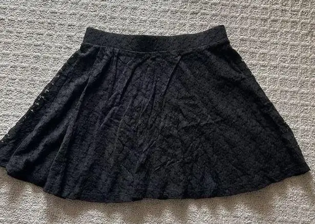 Xxi Womens Medium M Black Lace Skirt Midi Floral Lined Elastic Waist Y2K 90s