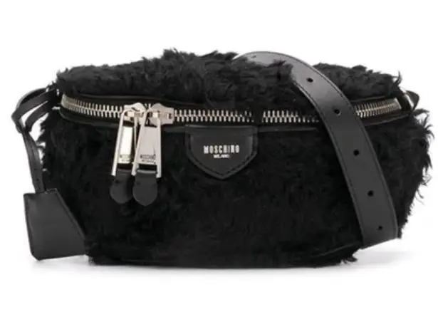 Moschino Authentic Fur/Leather zip belt bag