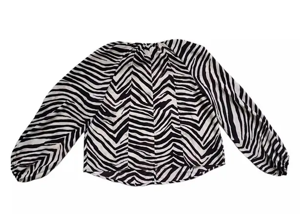 Rachel Zoe  Blouse Womens Medium Zebra Print Balloon Long Sleeve Top Boho