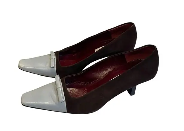 Bruno Magli Two Tone Suede Leather Dress Pump Blue Size 7